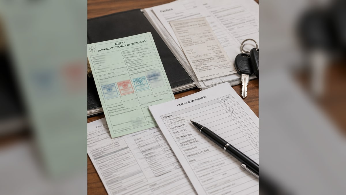 Tarjeta ITV, facturas y checklist de comprobación del vehículo